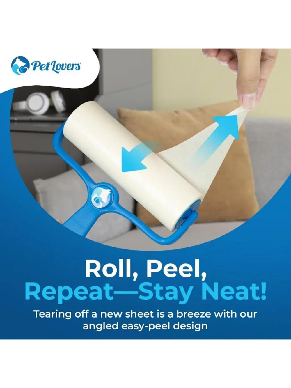 Extra Sticky Lint Roller for Pet Hair Removal - 270 Sheets, 3 Pack, Ideal for